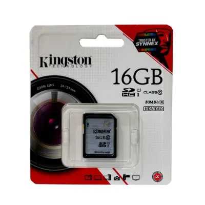 Kingston การ์ดกล้อง เมมโมรี่กล้อง SD Card Class 10 80MB/s 16GB (SD10VG2/16GB) HD Video