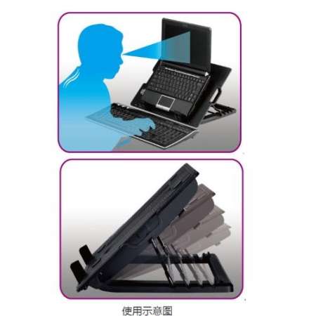 KK NoteBook Stand  Cooling Pad พัดลมระบายความร้อนโน๊ตบุ๊คปรับระดับได้ รุ่นLXN25 (สีดำ)