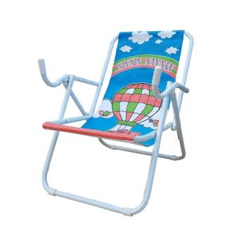 KK_Shop เตียงผ้าใบปิคนิคชายหาด รุ่น เก้าอี้ชายหาด02 โครงเหล็ก ( สีขาว/ผ้าใบสีฟ้า )