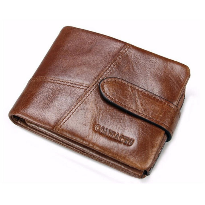 กระเป๋าสตางค์ ผู้ชาย หนังแท้ กระเป๋าเงิน กระเป๋าตัง บาง ทรงสั้น Contacts Genuine Cow Leather Men Wallets Fashion Purse Card Holder Wallet Man Coin...