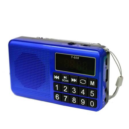 ลำโพงวิทยุ AM/FM ลำโพง Mp3/USB/Micro SD Card รุ่นT-608 (blue)