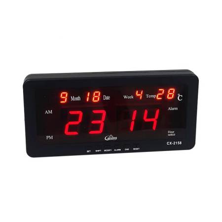 LED Digital นาฬิกา พร้อมแสดง วัน/เดือน/ปี + อุณหภูมิ  ตั้งได้/แขวนได้/ปลุกได้  (Red LED)