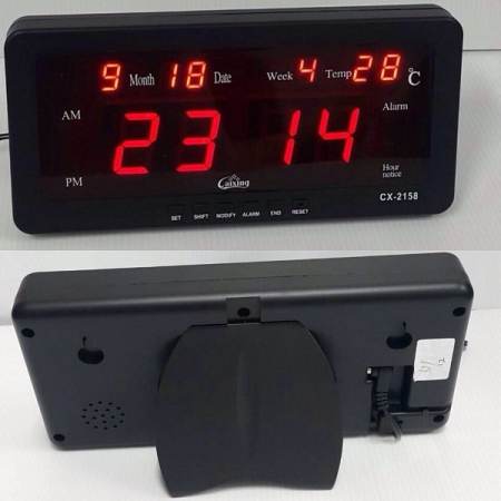 LED Digital นาฬิกา พร้อมแสดง วัน/เดือน/ปี + อุณหภูมิ  ตั้งได้/แขวนได้/ปลุกได้  (Red LED)