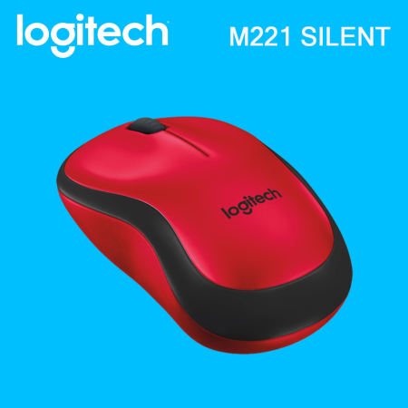 Logitech Wireless Mouse Silent M221- สีแดง