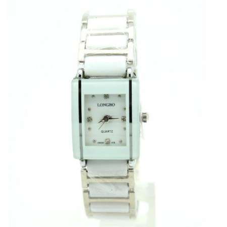 Longbo นาฬิกาข้อมือสุภาพสตรี สายเชเรามิก หน้าปัดสีขาว - LB-B3