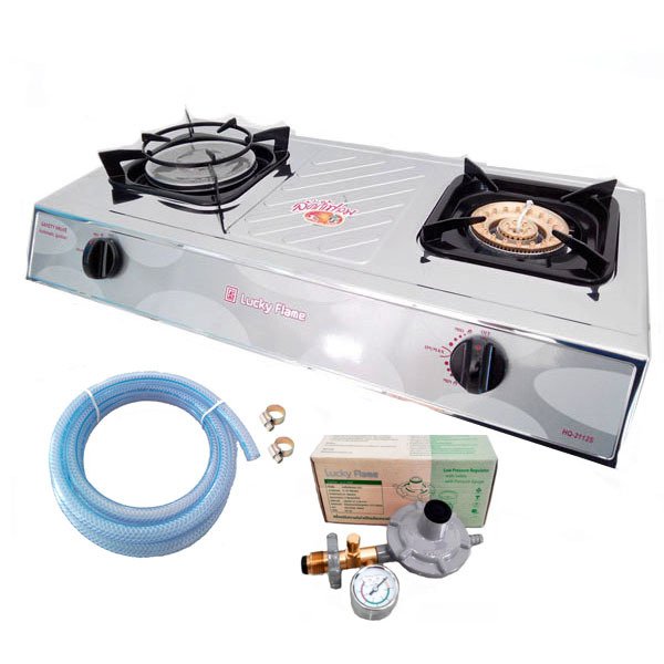 Lucky flameเตาแก๊สตั้งโต๊ะ หัวเตาทองเหลือง+หัวเตาอินฟาเรด รุ่นHQ-2112S +หัวปรับปลอดภัย มีมาตรวัดแรงดันLS-325SGพร้อมสายแก๊ส Lucky flameเตาแก๊สตั้งโต๊ะ หัวเตาทองเหลือง+หัวเตาอินฟาเรด รุ่นHQ-2112S +หัวปรับปลอดภัย มีมาตรวัดแรงดันLS-325SGพร้อมสายแก๊ส