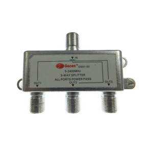 Mastersat  ตัวแยก 3 ทาง สำหรับ ดาวเทียม ,ทีวีดิจิตอล Splitter 3 ways Power Pass For 5-2400Mhz Signal (Silver)