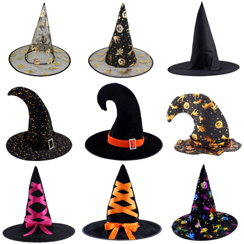 หมวก หมวกแม่มด หมวกพ่อมด หมวกแฟนซี หมวกฮาโลวีน พร็อพฮาโลวีน คอสเพลย์แม่มด ชุดแม่มด Halloween Fancy Prop Witch Hat