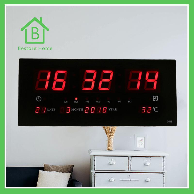 BestoreHome นาฬิกาดิจิตอล LED แขวนติดผนัง Number Clock แขวนผนัง รุ่น 3615 ขนาด 36X15X3CM ตัวเลขสีแดง