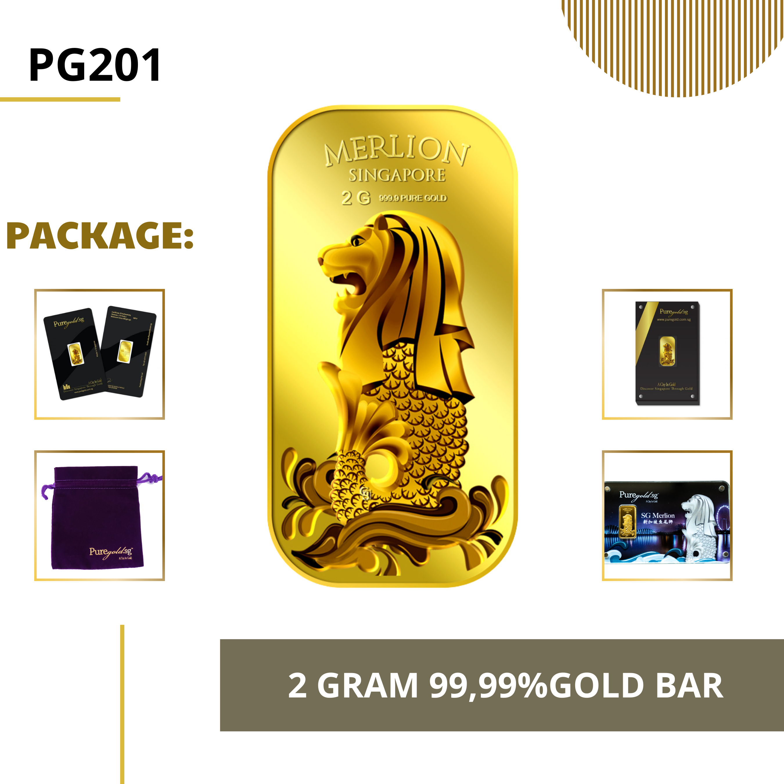 PURE GOLD 99.99% ทองคำแท่ง / 2Gram Merlion Sea gold bar/ ทองคำแท้จากสิงคโปร์ / ทองคำ 2 กรัม / ทอง 99.99% *การันตีทองแท้*