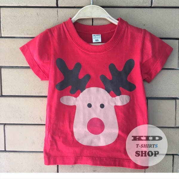 BabyOutlet เสื้อยืดเด็ก ลายกวางเรนเดียร์ Reindeer สีแดง มี 4 ไซส์ (SS , S , M , L) [ แรกเกิด - 6 ปี ] เสื้อเด็ก แขนสั้น ผลิตจากผ้าฝ้าย Cotton 100% ชุดเด็ก