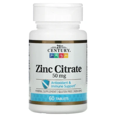 Zinc Citrate 50 mg (60 Tablets) - 21st Century ซิงค์