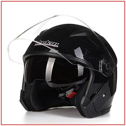 หมวกกันน็อค สีดำ Motorcycle High Strength Open Face Capacete Motorcycle Vintage Helmets with Dual Lens หมวกกันน็อก