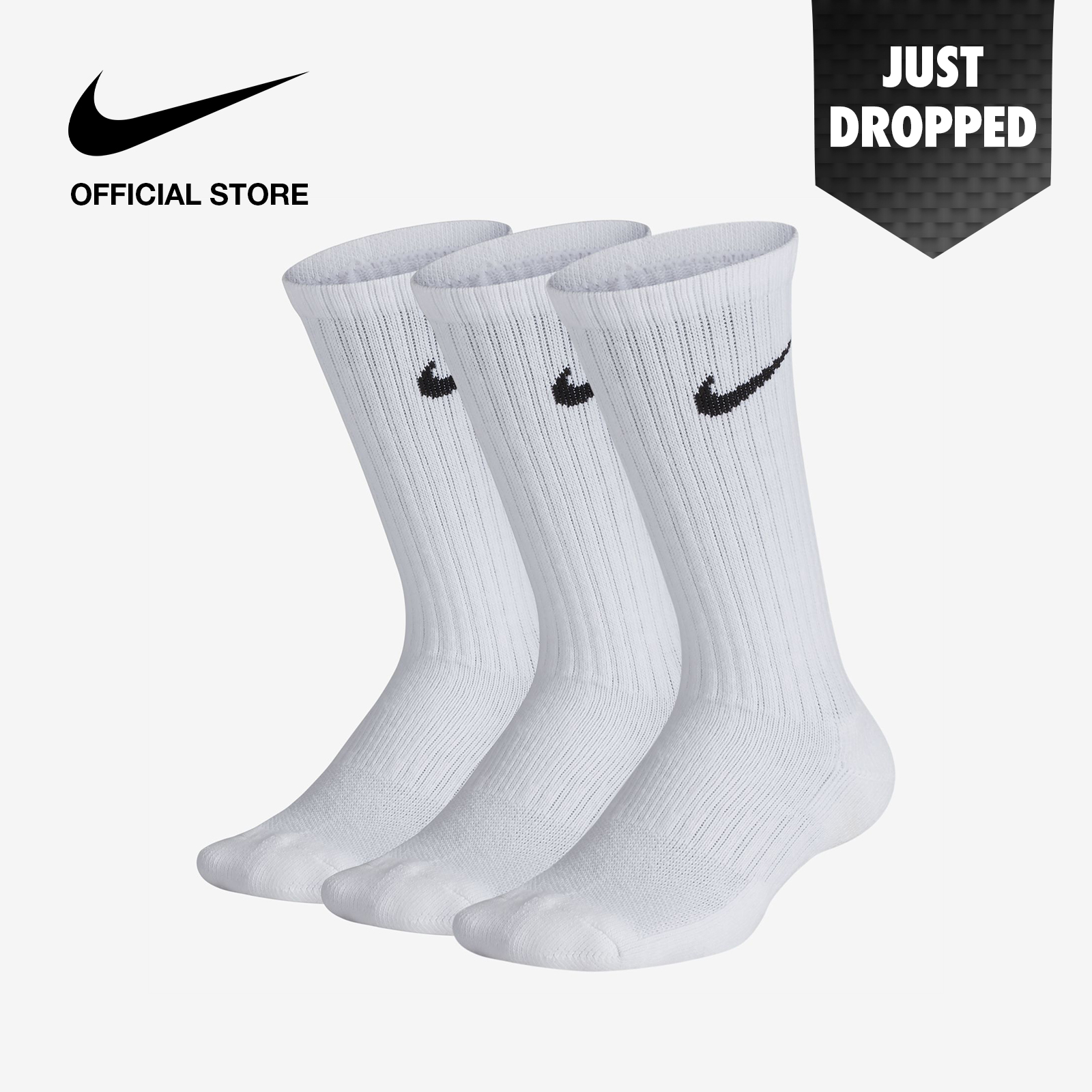 Nike Kids' Everyday Cushioned Crew Socks (3 Pairs) - White