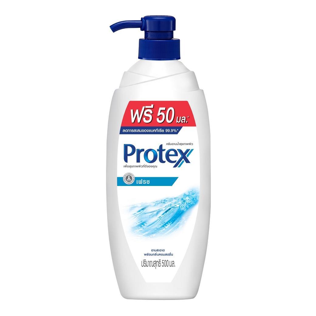 Protex ครีมอาบน้ำโพรเทคส์เฟรช 450+50มล ขวดใหม่PTX SC Fresh 450+50ml Pump (new wave) (Shower, Soap, Shower Cream, Liquid Soap, Shower Gel, ครีมอาบน้ำ,เจลอาบน้ำ,สบู่เหลว,สบู่) ของแท้