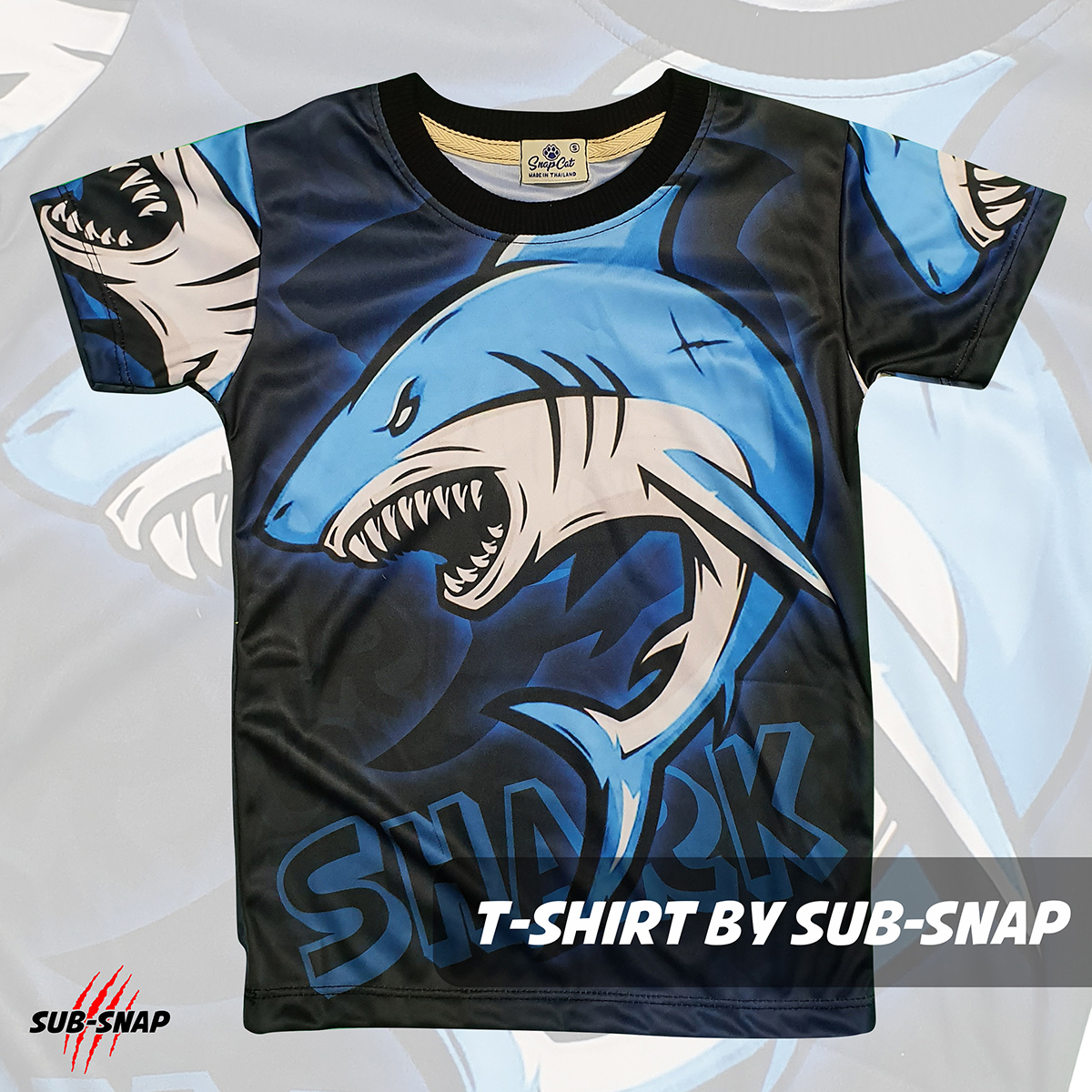 SnapCat SK002 เสื้อยืดเด็ก4-10 ปี พิมพ์ลาย ลายฉลาม Graphic เสื้อแฟชั่นเด็ก