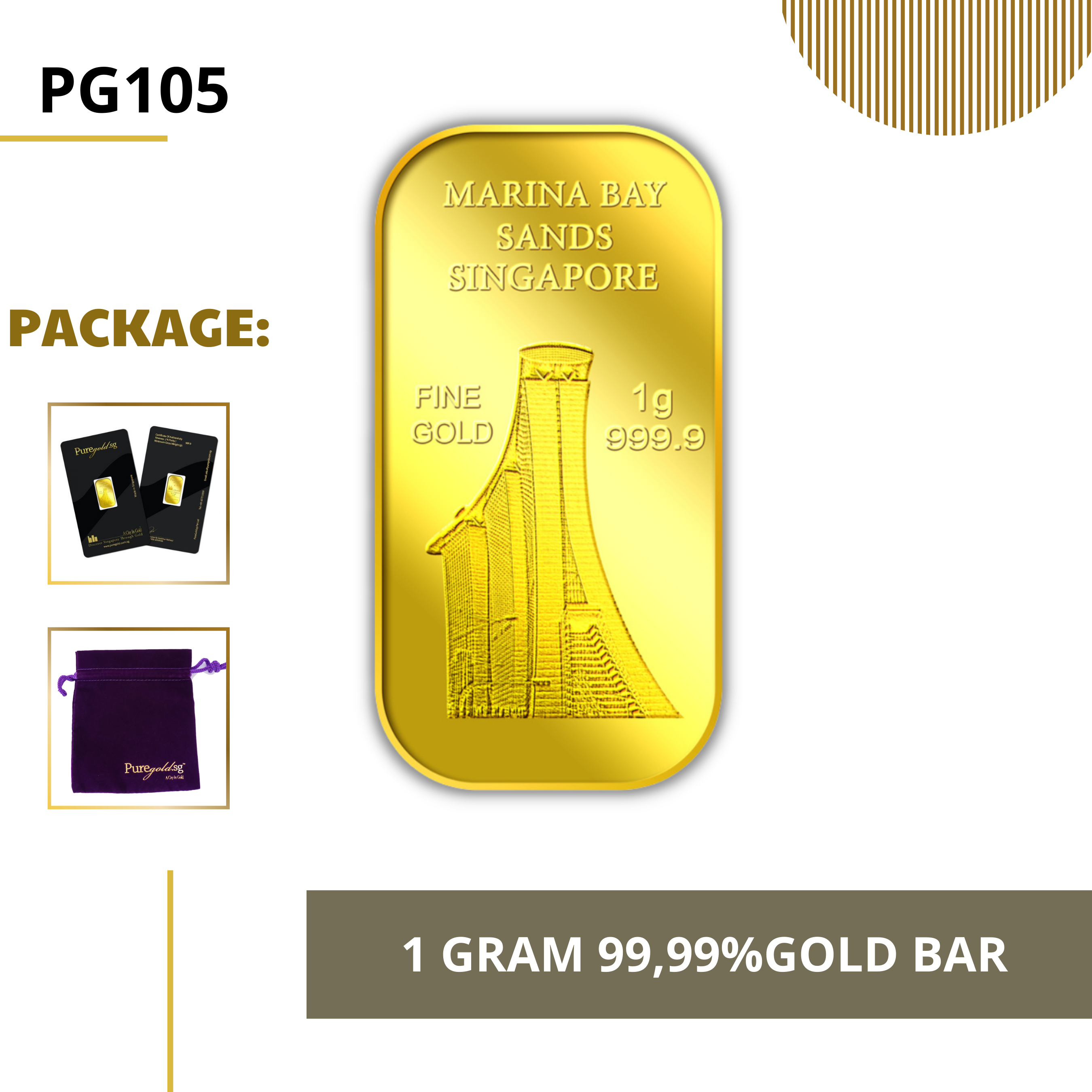 PURE GOLD 99.99% ทองคำแท่ง /1gram Marina Bay Sands gold bar/ ทองคำแท้จากสิงคโปร์ / ทองคำ 1 กรัม / ทอง 99.99% *การันตีทองแท้*