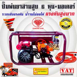 ปั๊มพ่นยา สามสูบ ขนาด 6 หุน ติดมอเตอร์ 2.5 แรง แบบสับแรงดัน Dimond star รุ่น TYS-DY22G-S