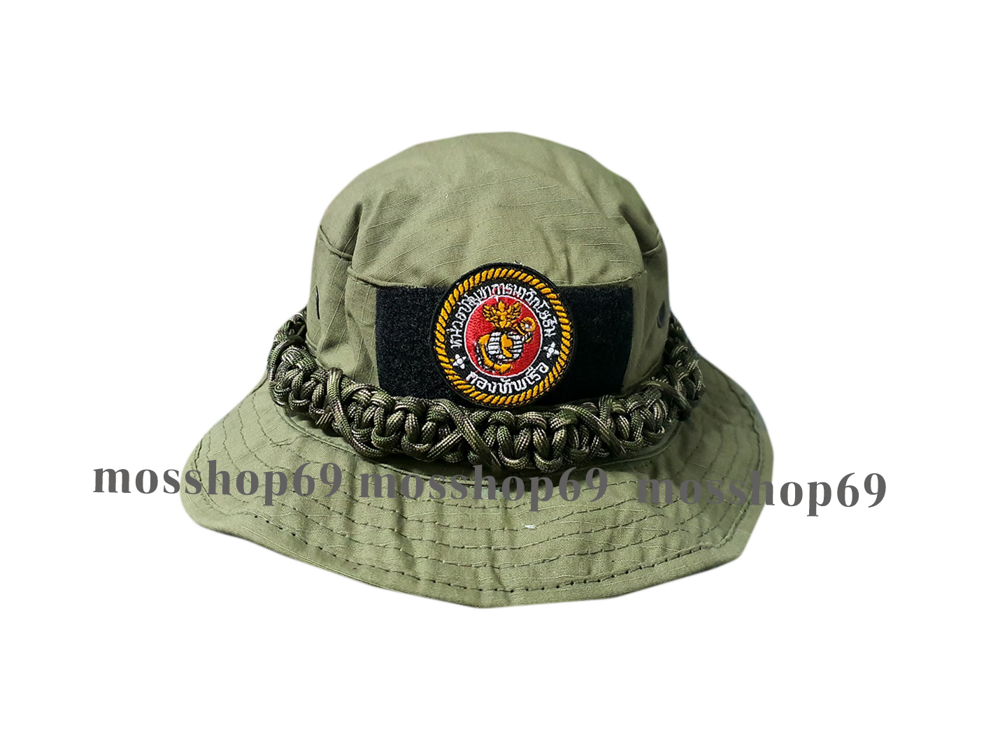 หมวกปีกทหาร หมวกปีกทหารโลโก้หน่วยนิวิกโยธิน หมวกปีกกว้าง หมวกเดินป่า หมวกลายพราง หมวกกันแดด หมวกทหารเรือ หมวกทหารไทย หมวกผู้ชาย  รอบหัว 59-60 ซม. ถักเชือก