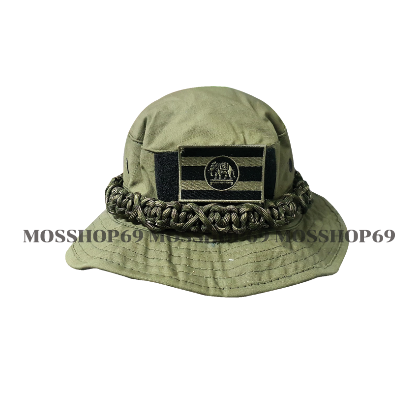 หมวกปีกทหารถักเชือก หมวกปีกกว้าง หมวกเดินป่า หมวกลายพราง หมวกผู้ชาย หมวกทหารพราน รอบหัว 59-60 ซม. ถักเชือก ติดอาร์มธงราชนาวี