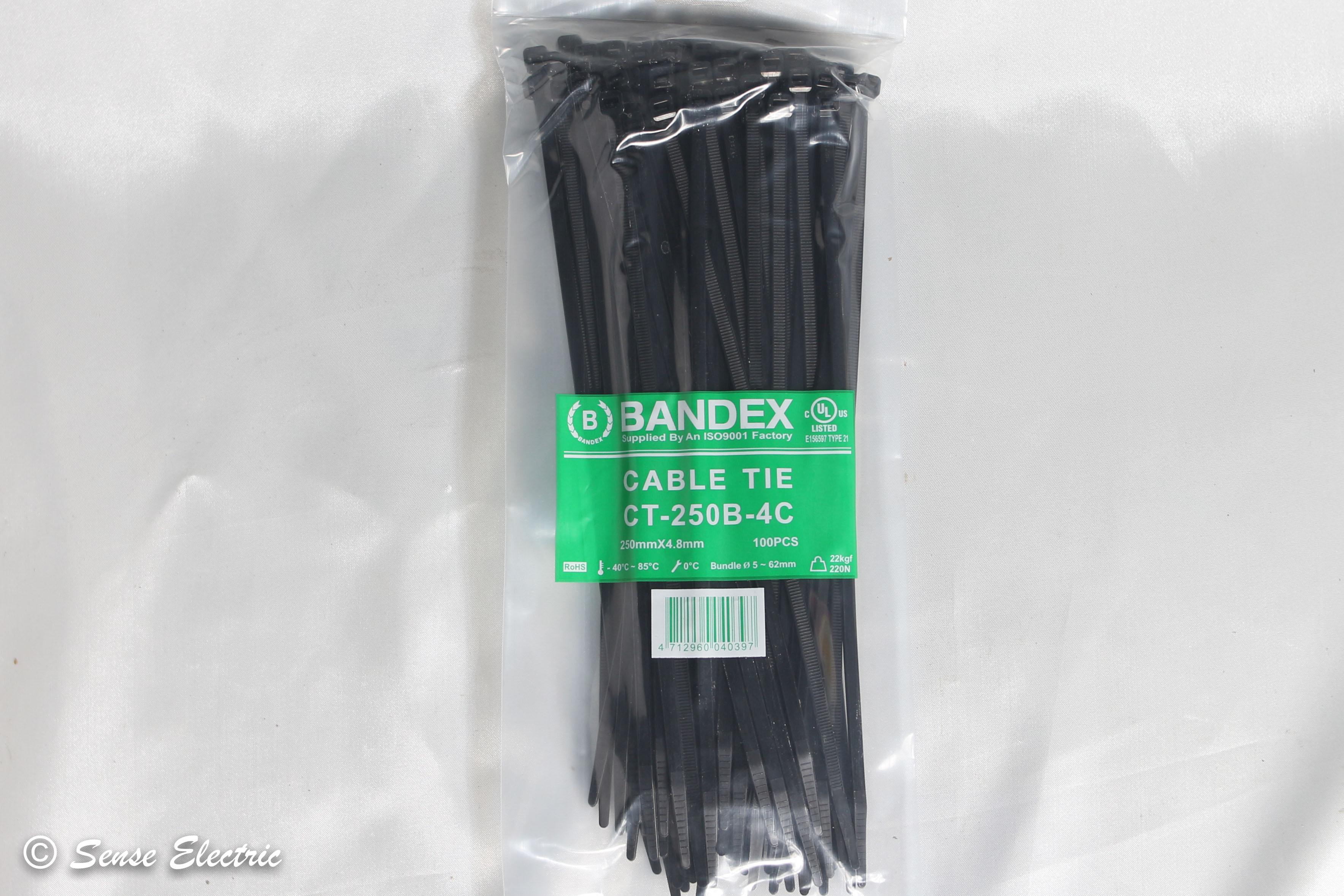 สายรัด เคเบิ้ลไทร์ ขนาด 10 นิ้ว ยี่ห้อ BANDEX (เบอร์ 250) สีดำ cable tie