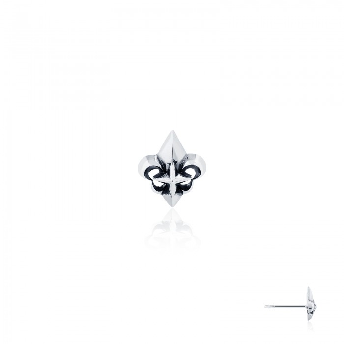 The Royal Fierce-De-Lis With Star Earring Stud / ต่างหูเงินแท้แกะมือ รูปดาว