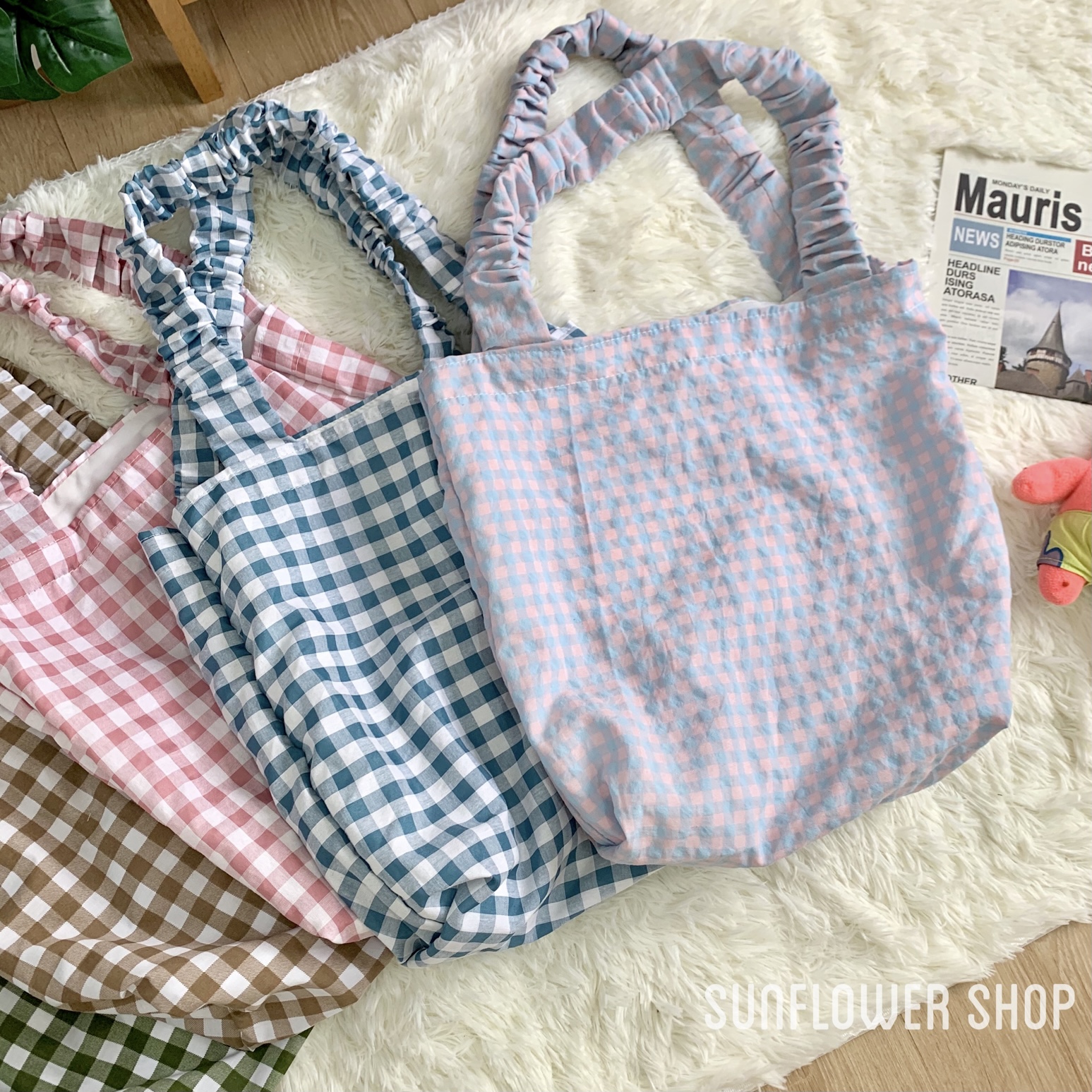 กระเป๋าผ้าราคาน่ารักลายตารางสุดคิ้ว JUMBO BAG - __Sunflowershopp_ ...