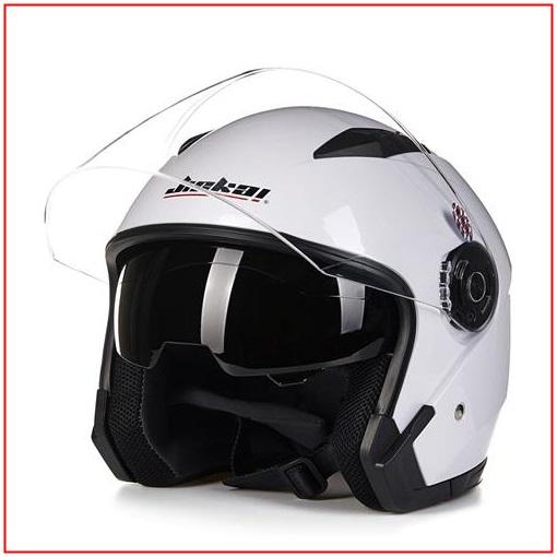 หมวกกันน็อค สีขาว Motorcycle High Strength Open Face Capacete Motorcycle Vintage Helmets with Dual Lens หมวกกันน็อก