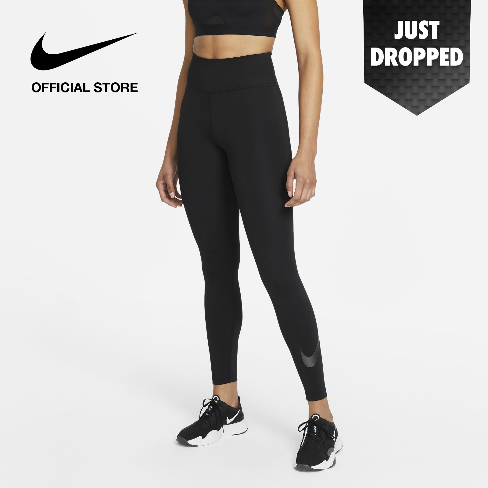 Nike Women's One Icon Clash 7/8 Graphic Leggings - Black ไนกี้ เลกกิ้งผู้หญิงยาว 7/8 ส่วน พิมพ์ลายกราฟิก วัน ไอค่อน แคลช - สีดำ