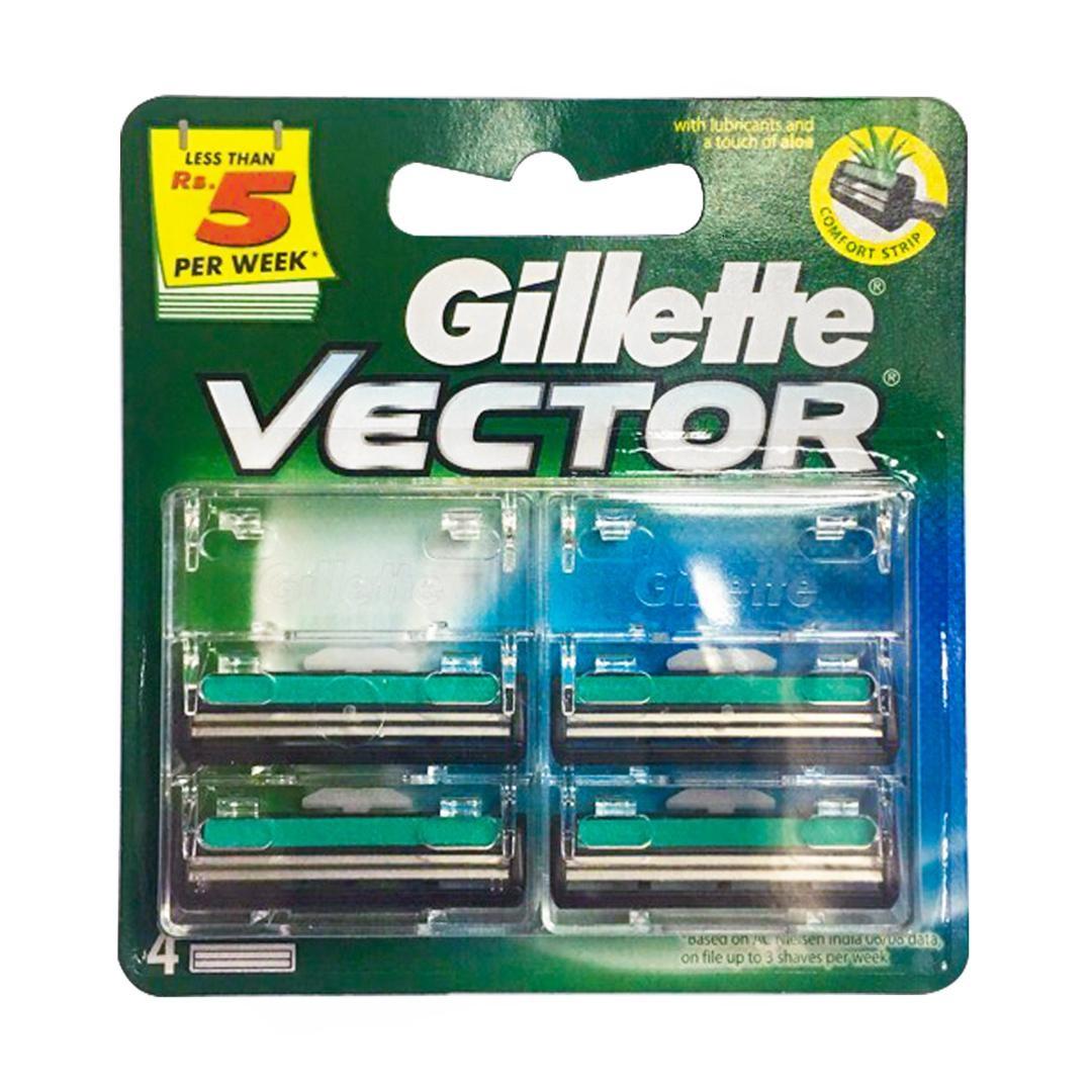 Gillette Vector Blade ใบมีดโกนยิลเลตเวคเตอร์ รุ่นแพ็ค 4 ชิ้น จำนวน 4 แพ็ค (รวม 16 ชิ้น)