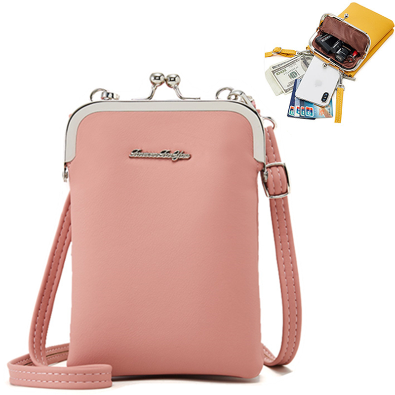 ที่มีสีสันโทรศัพท์มือถือขนาดเล็กกระเป๋ากระเป๋าหญิงแฟชั่นใช้ชีวิตประจำวันกระเป๋าสะพายผู้หญิงหนังมินิ C rossbody กระเป๋า Messenger สุภาพสตรีกระเป๋าคลัทช์ สี สีชมพู สี สีชมพู