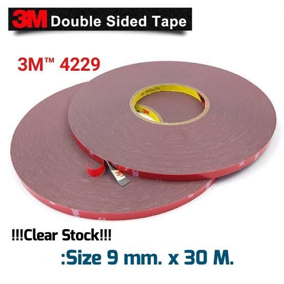 3M 4229 (ของแท้ 100%) (ขนาด 9 mm. × 30 M.) โฟมเทปกาว 2 หน้า หนา 0.8 mm. เทปแดง VHB Acrylic Foam Tape สำหรับงานตกแต่งรถยนต์ SGS