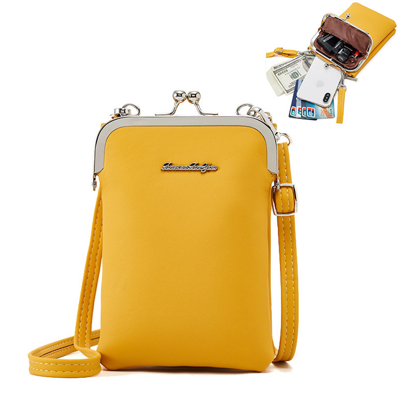ที่มีสีสันโทรศัพท์มือถือขนาดเล็กกระเป๋ากระเป๋าหญิงแฟชั่นใช้ชีวิตประจำวันกระเป๋าสะพายผู้หญิงหนังมินิ C rossbody กระเป๋า Messenger สุภาพสตรีกระเป๋าคลัทช์ สี สีเหลือง สี สีเหลือง