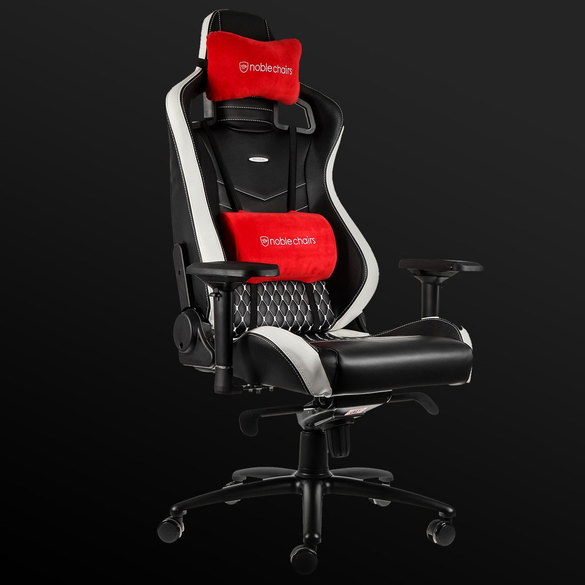 noblechairs EPIC real leather Gaming Chair black/White/Red