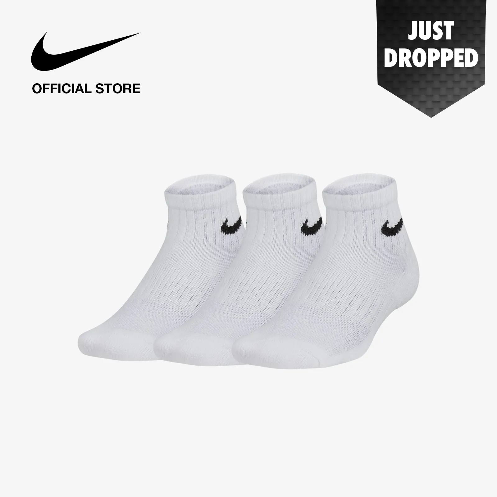 Nike Kids' Everyday Cushioned Ankle Socks (3 Pairs) - White ไนกี้ ถุงเท้าหุ้มข้อเด็ก เอเวอรี่เดย์ คุชชั่น (3 คู่) - สีขาว