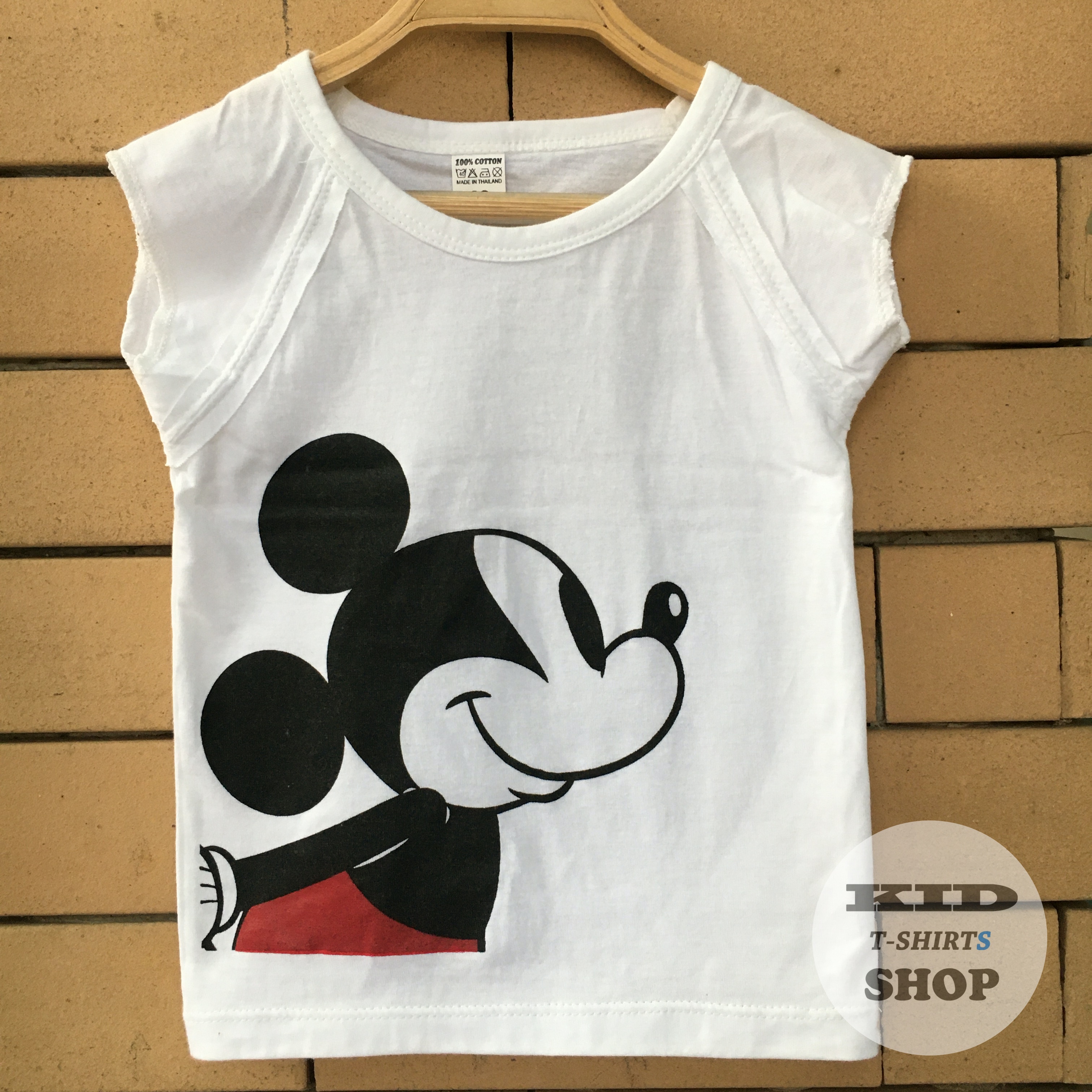 BabyOutlet เสื้อยืดเด็ก ลาย Mickey Mouse เสื้อสีขาว แขนล่ำ มี 4 ไซส์ (SS , S , M , L) มิกกี้เมาส์ แขนกุด มี Size แรกเกิด - 6 ปี ผลิตจากผ้าฝ้าย 100% ชุดเด็ก
