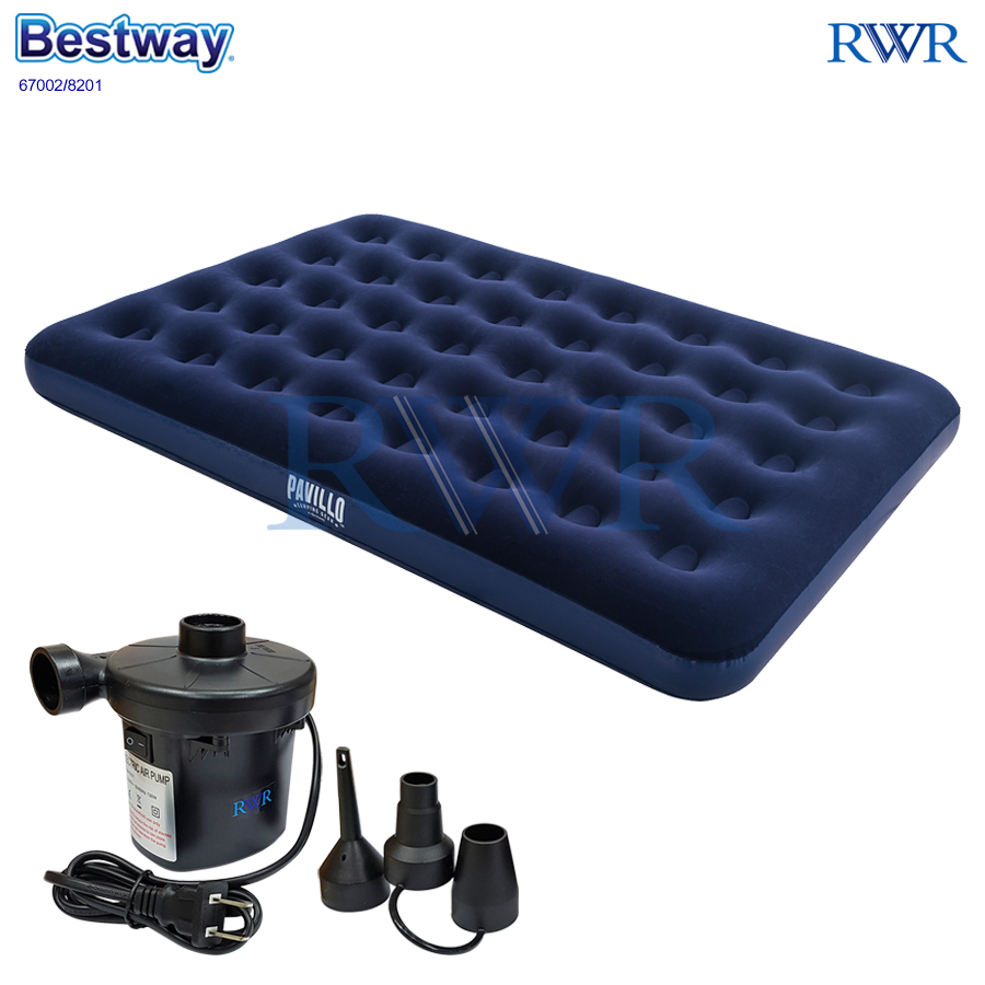 Bestway ที่นอนเป่าลม แค้มป์ แคมป์ปิ้ง ปิคนิค 4.5 ฟุต (ฟูล) 191x137x22 ซม. รุ่น 67002 ฟรี ที่สูบลมไฟฟ้า (สูบลมเข้า/ดูดลมออก)