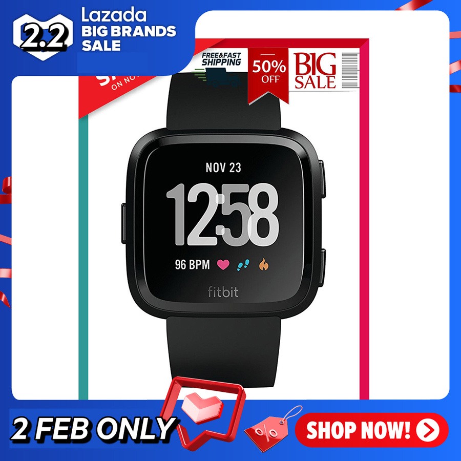 FITBIT สมาร์ทวอทช์ Versa รุ่น S12446 สี Black - Black  Aluminum Smart Watch  นาฬิกาข้อมือ สมาร์ทวอทช์ นาฬิกาสมาร์ทวอช สายรัดข้อมือ คุณภาพดี วัสดุคุณภาพ Premium สำหรับ ออกกำลังกาย ครบทุก Function !!! จัดส่งฟรี