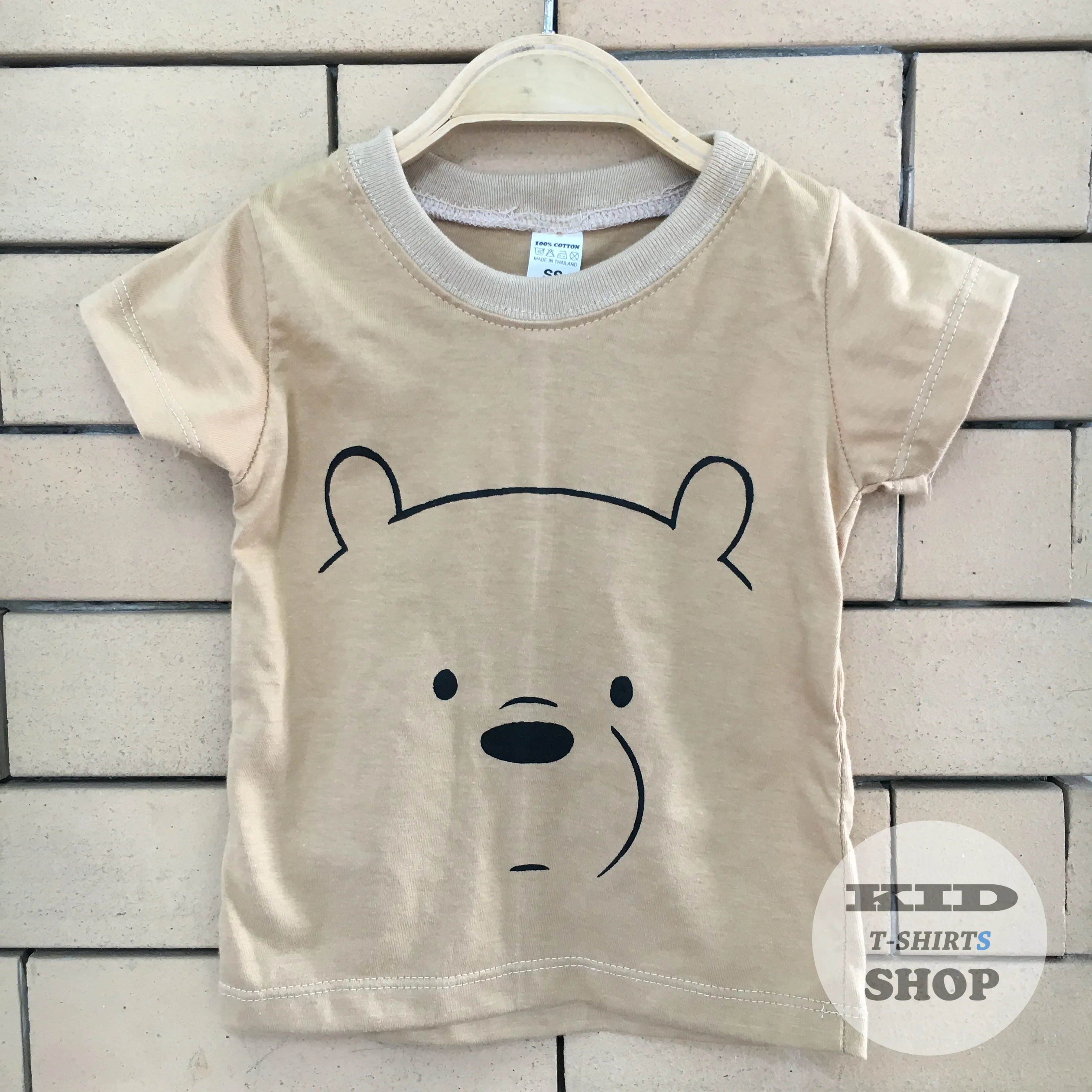BabyOutlet เสื้อยืดเด็ก ลาย หมี We Bare Bear สีน้ำตาลอ่อน แขนสั้น มี 4 ไซส์ (SS , S , M , L) เสื้อเด็ก มี Size แรกเกิด - 6 ปี ผลิตจากผ้าฝ้าย 100% ชุดเด็ก