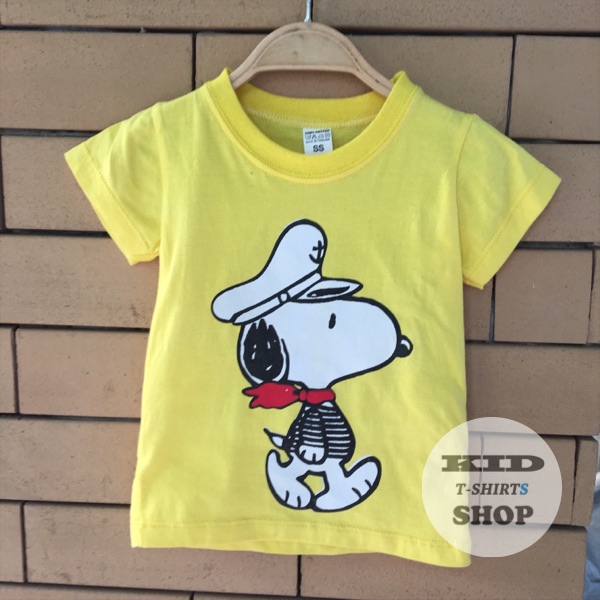 Baby Outlet เสื้อยืดเด็ก ลาย Snoopy เสื้อสีเหลือง แขนสั้น มี 4 ไซส์ (SS , S , M , L) เสื้อเด็ก สนูปี้ มีไซส์ แรกเกิด - 6 ปี ผลิตจากผ้าฝ้าย 100% ชุดเด็กเนื้อผ้าดี ราคาถูก จัดส่งด่วน Kerry มีเก็บเงินปลายทาง