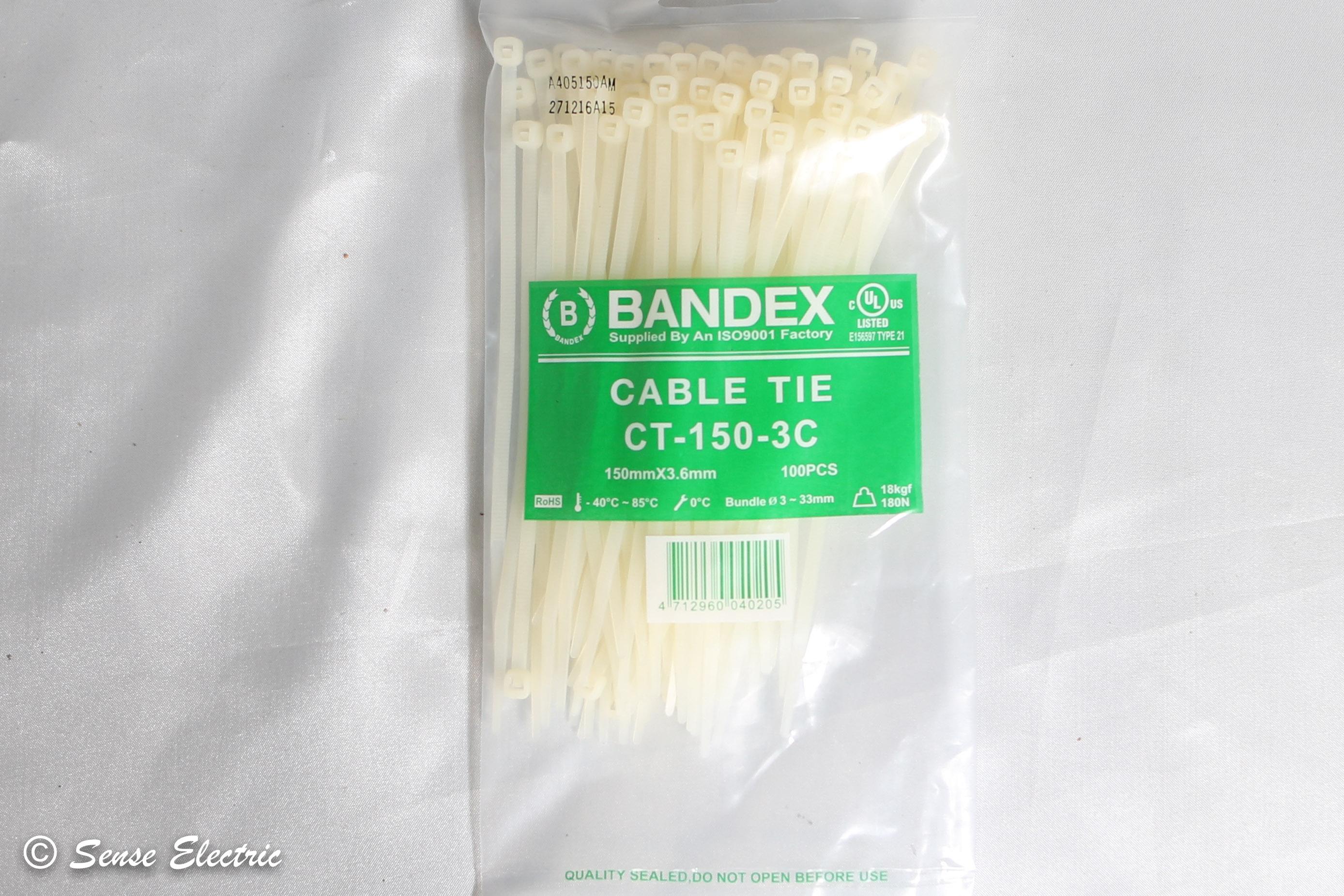 สายรัด เคเบิ้ลไทร์ ขนาด 6 นิ้ว ยี่ห้อ BANDEX (เบอร์ 150) สีขาว cable tie