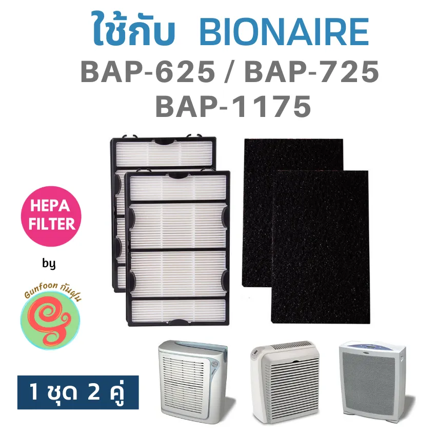 ไส้กรอง สำหรับ Bionaire เครื่องฟอกอากาศ รุ่น BAP-625 615, BAP-725, BAP-1175 1225 650 1300 แผ่นกรองอากาศไบออนแอร์ BAP625, BAP725, BAP1175 HEPA Filter BAP 615/625/725/1175/1225/650/1300