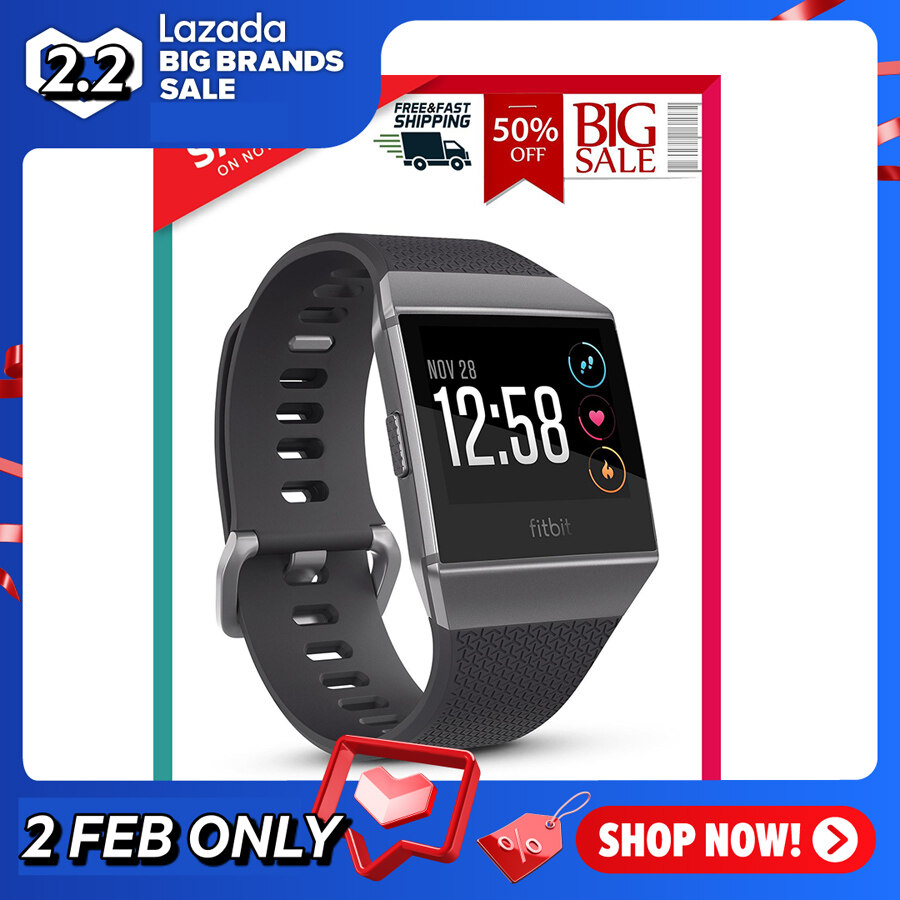 FITBIT สมาร์ทวอทช์ Ionic รุ่น S12257 สี Charcoal-Smoke Gray Smart Watch  นาฬิกาข้อมือ สมาร์ทวอทช์ นาฬิกาสมาร์ทวอช สายรัดข้อมือ คุณภาพดี วัสดุคุณภาพ Premium สำหรับ ออกกำลังกาย ครบทุก Function !!! จัดส่งฟรี