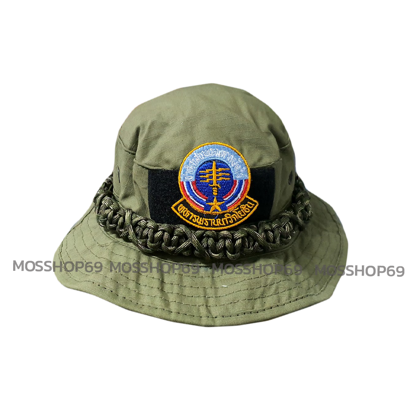 หมวกปีกทหารพราน หมวกปีกกว้าง หมวกเดินป่า หมวกลายพราง หมวกกันแดด หมวกทหารเรือ หมวกทหารไทย หมวกผู้ชาย หมวกทหารพราน รอบหัว 59-60 ซม. ถักเชือก ติดอาร์ม หน่วยรบพิเศษ
