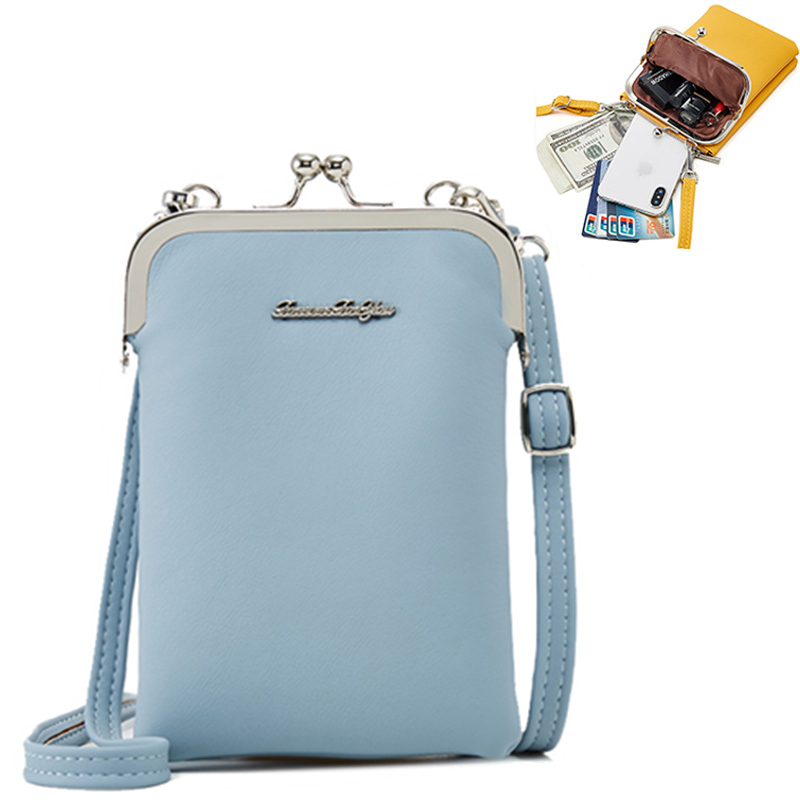 ที่มีสีสันโทรศัพท์มือถือขนาดเล็กกระเป๋ากระเป๋าหญิงแฟชั่นใช้ชีวิตประจำวันกระเป๋าสะพายผู้หญิงหนังมินิ C rossbody กระเป๋า Messenger สุภาพสตรีกระเป๋าคลัทช์ สี สีฟ้า สี สีฟ้า