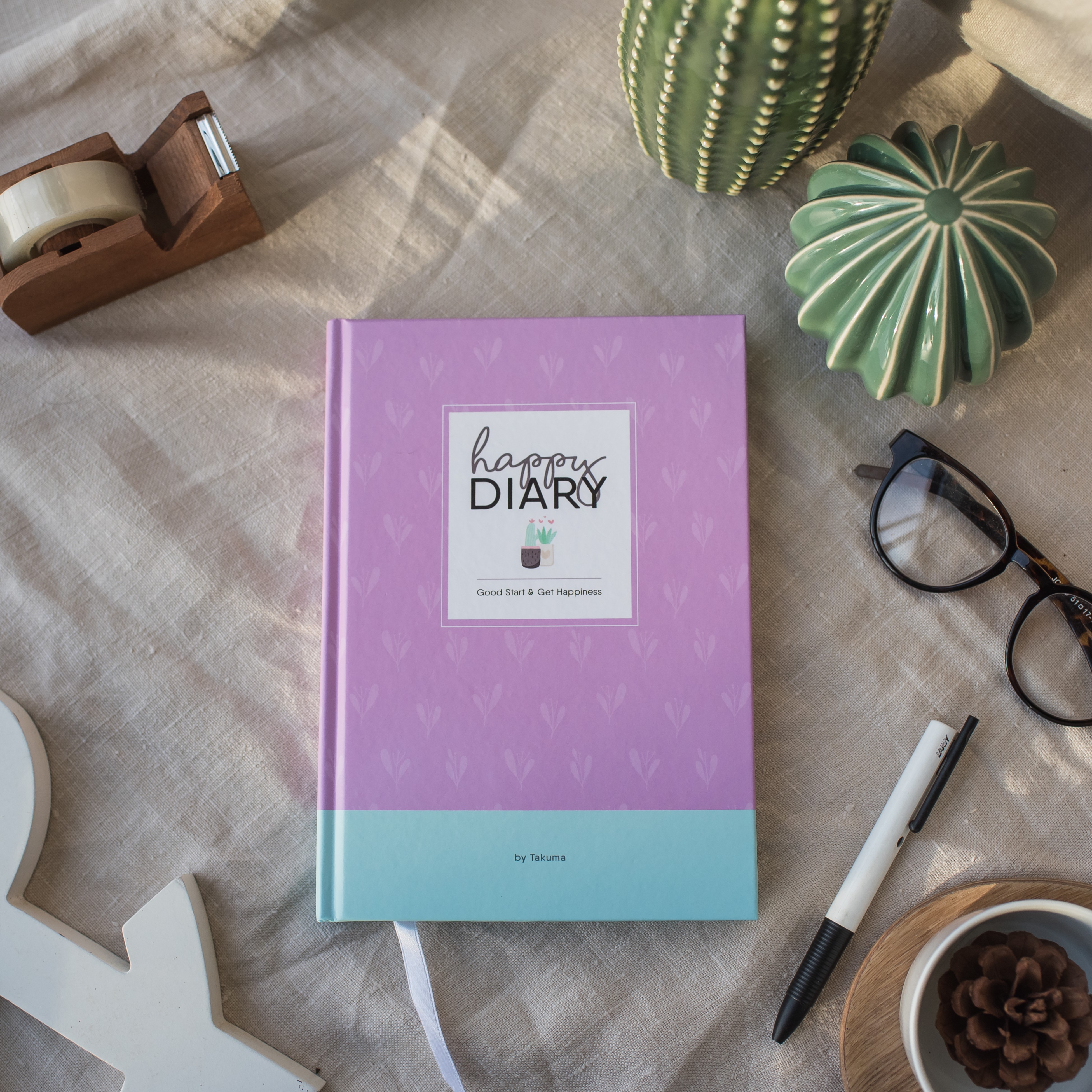 สมุดไดอารี่ cheer up รุ่น Happy Diary ปกสีม่วง A5 น่ารัก Journal 5in1