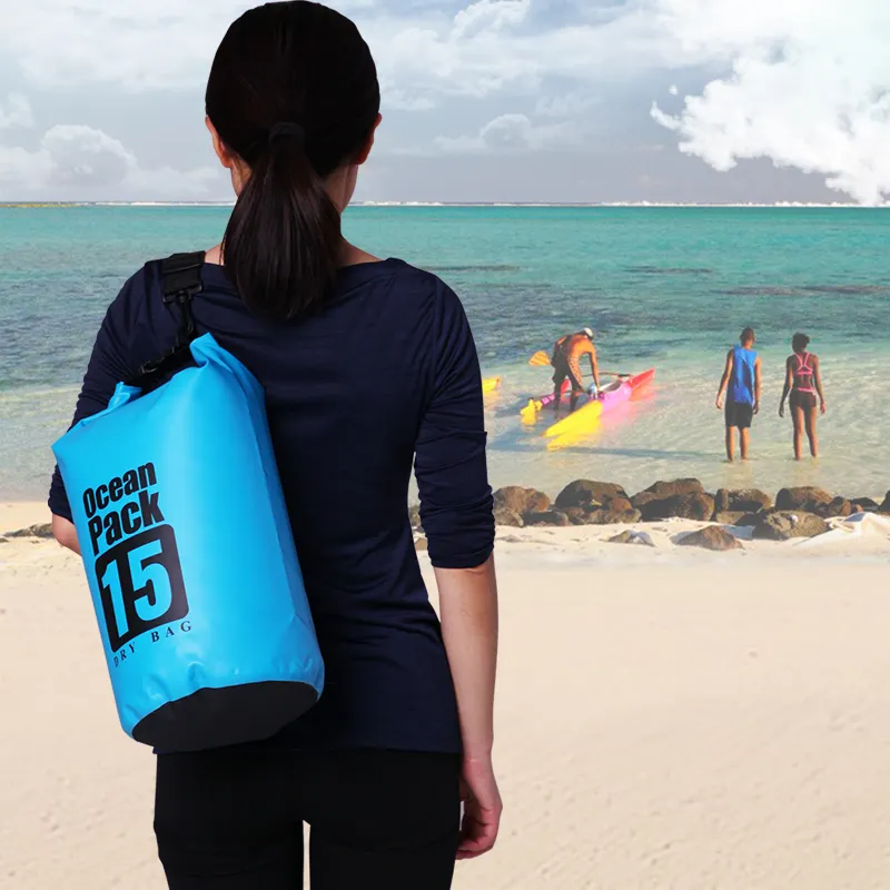 ภาพสินค้ามีให้เลือก 6 สี กระเป๋ากันน้ำ ถุงกันน้ำ ถุงทะเล Waterproof Bag Ocean Pack ความจุ 5 ลิตร/10 ลิตร/15 ลิตร/20 ลิตร จากร้าน simplelive บน Lazada ภาพที่ 16