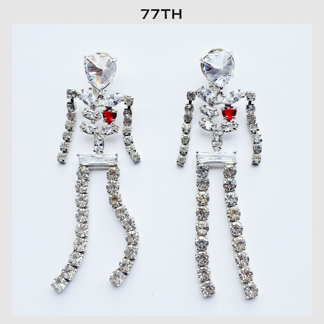 77th-Issue x 77th skeleton crystals earrings ต่างหูโครงกระดูก คริสตัล