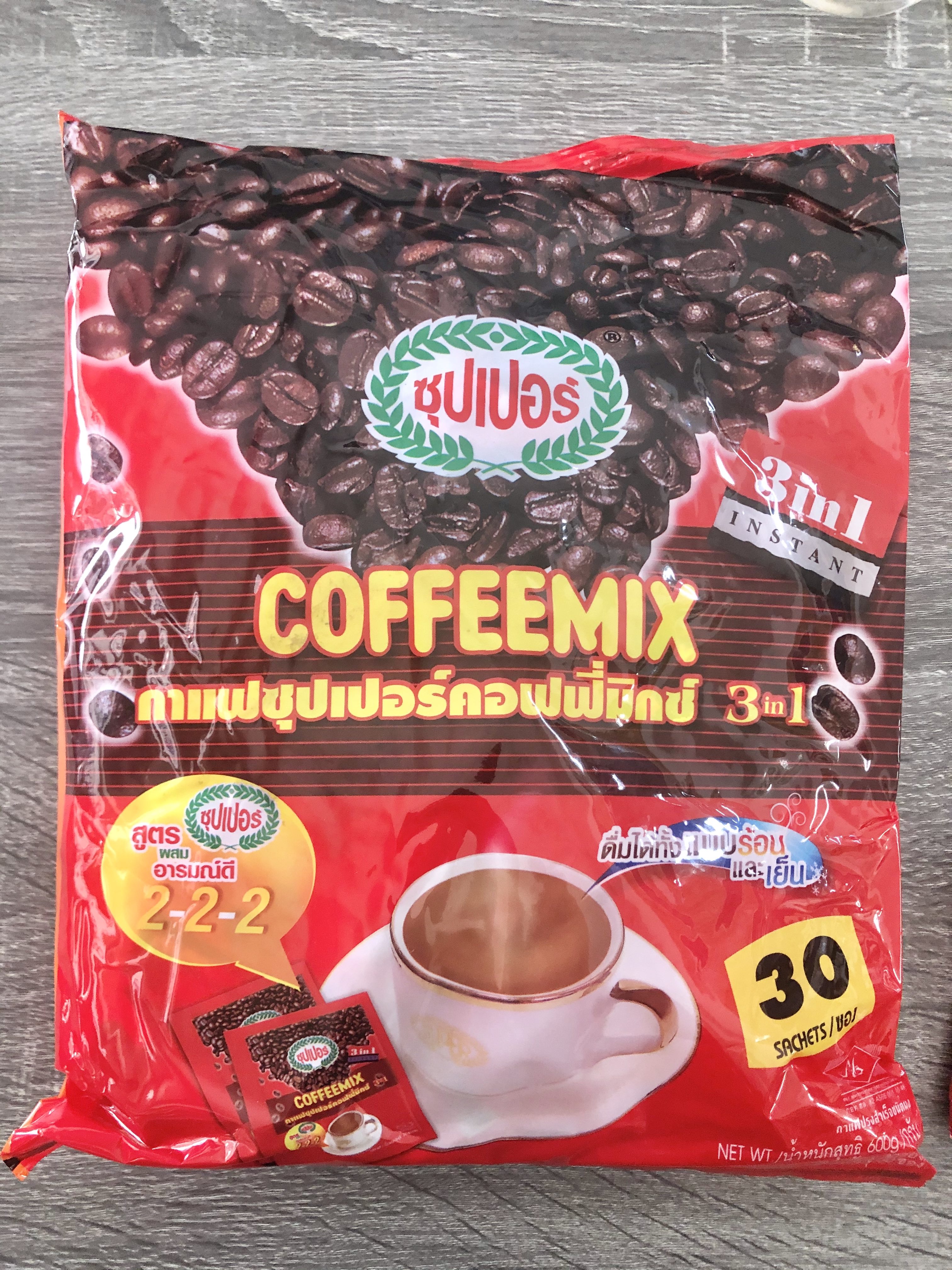กาแฟปรุงสำเร็จ ซุปเปอร์ คอฟฟี่มิกซ์ 20 กรัม 30 ซอง 3in1 (SUPER Coffee Mix)