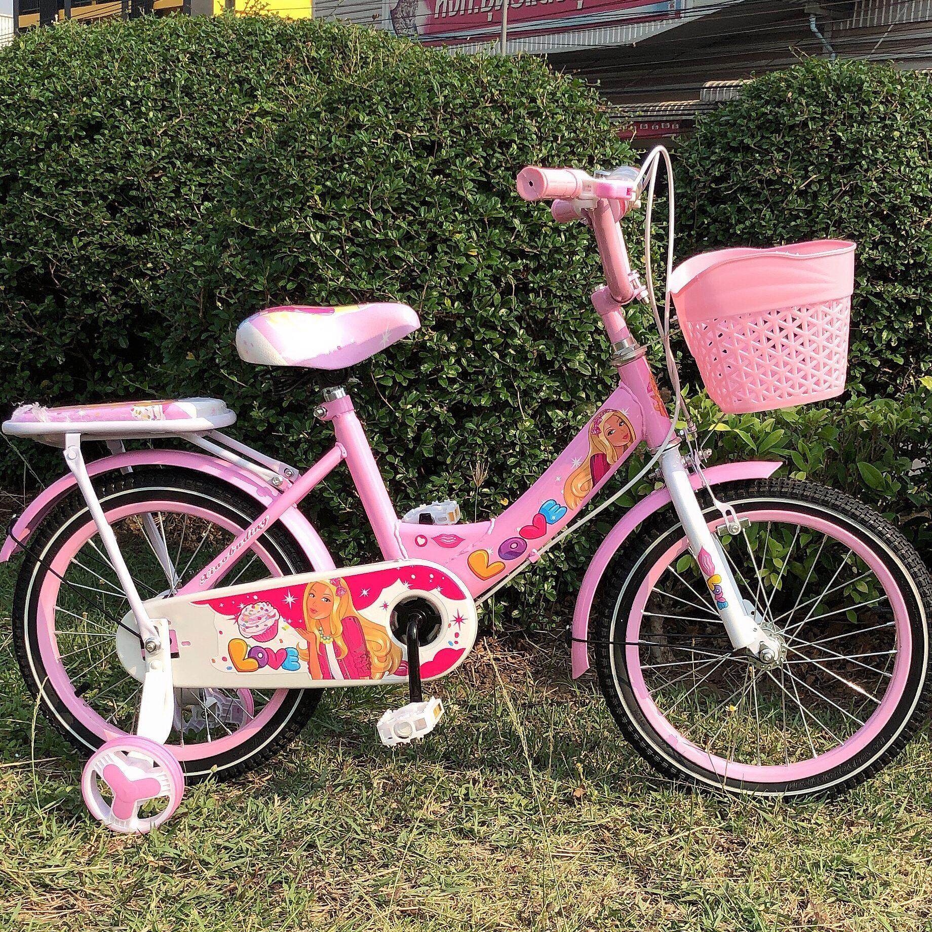 จักรยานเด็ก12นิ้ว เหล็ก ยางเติมลม มีตะกร้า เบาะซ้อนท้าย แถม กระดิ่ง เหมาะกับเด็ก2-4 ขวบ สีชมพูPink Bicycle ( Girl )
